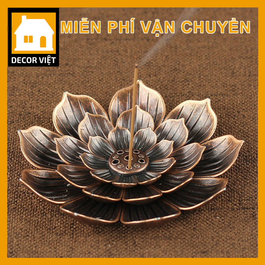 Đế cắm nhang vòng, đặt hương cây hình hoa sen lớn thắp hương để lư trầm phụ kiện thác khói Decor Việt