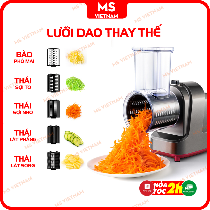 Bộ lưỡi dao thay thế máy thái rau củ đa năng - hái lát, sợi, bào phô mai, thái lát lượn sóng - MS Việt Nam