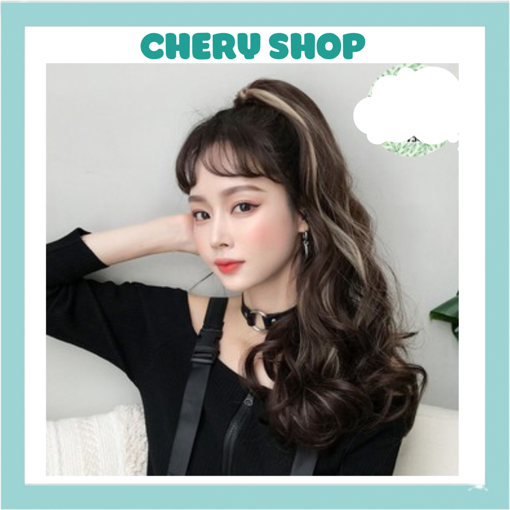 Tóc giả nữ ngoặm xoăn phối line bạch kim siêu hot hit