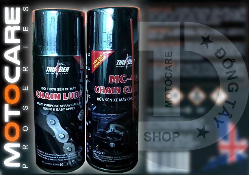 Trọn bộ vệ sinh sên Bảo Dưỡng Sên Thunder - Xịt Rửa sên Chain Clearner MC-40 + Bôi trơn sên Bảo Dưỡng sên Chain Lube