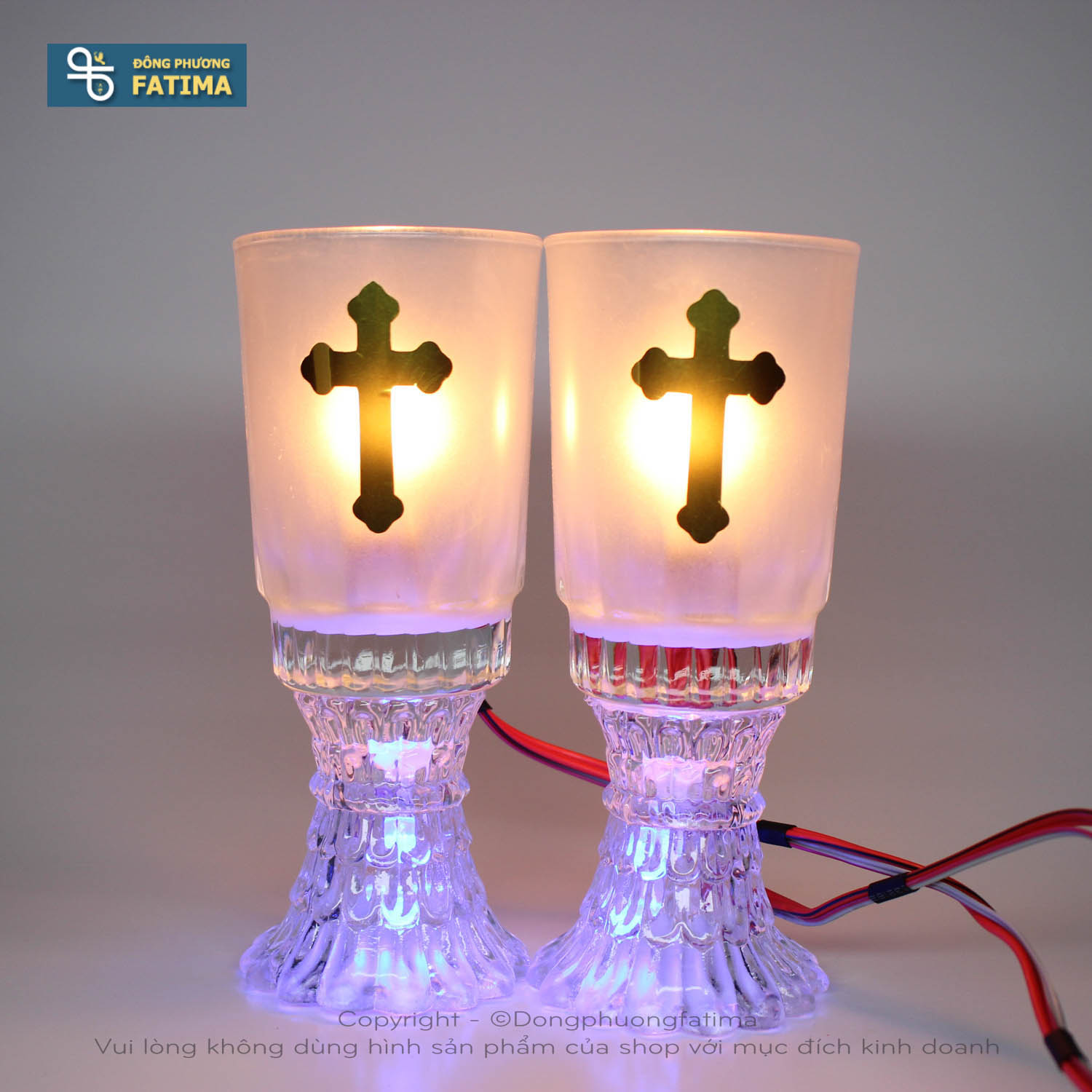 2 cây ly đèn điện k7 - đèn bàn thờ đông phương fatima