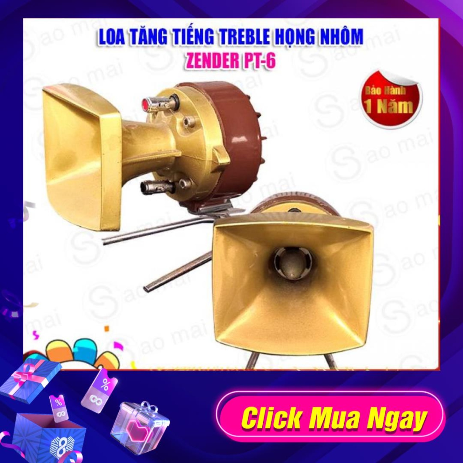 Loa Tép Rời , Trép kèn Họng Đúc Nhôm, Loa tăng cường tiếng Treble Zender PT-6 ( Vàng ) Có video test