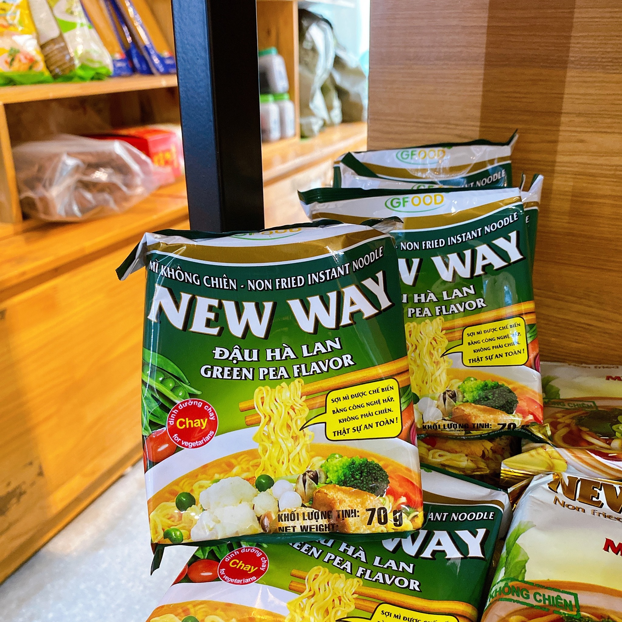 Mì đậu hà lan - Thực Phẩm Xanh Mì Không Chiên - Mỳ chay ăn liền chế biến nhanh chỉ trong 3 phút