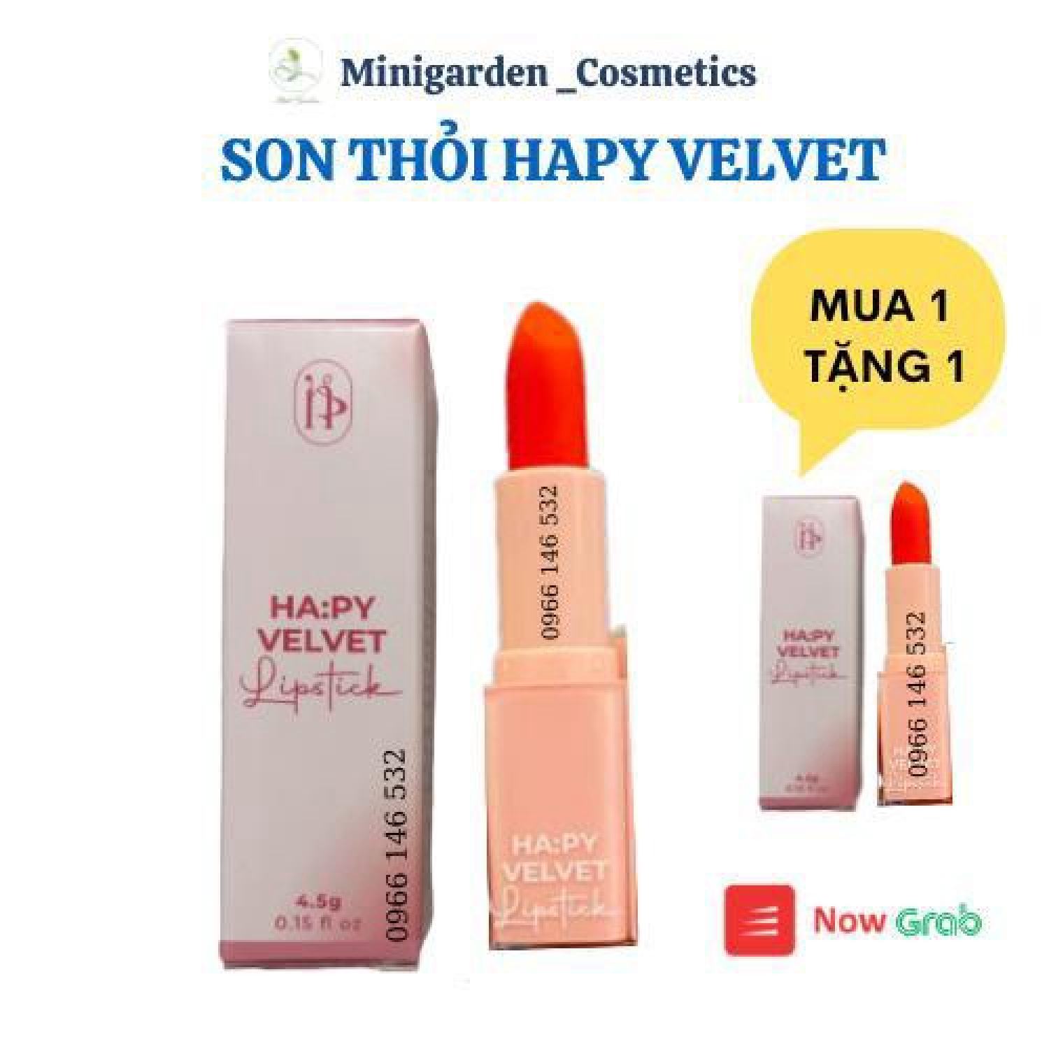 Son thỏi Hapy Velvet Lipstick son sáp Happy nhung lì cao cấp 4.5g- Mua 1 tặng 1