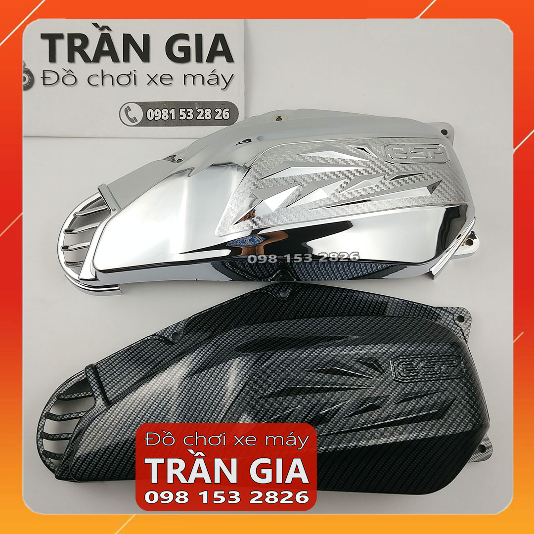   FreeshipMAX  Chụp bầu gió xe Sh Mode 2013-2014-2015-2016-2017-2018-2019 ốp pô e lọc gió Sh Mo nữ cacbon xi inox -phụ kiện trang trí 