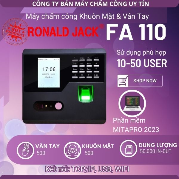 Máy chấm công khuôn mặt giá rẻ fa110 wifi mới 100%