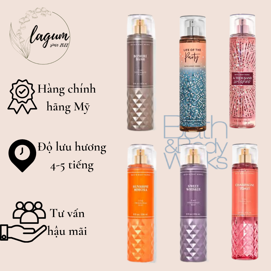 Xịt thơm bodymist cơ thể BathandBodyworks 236ml