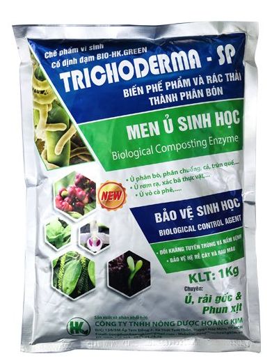 Trichoderma - men ủ phân hủy vỏ, xác bã thực vật màu xanh 1kg.