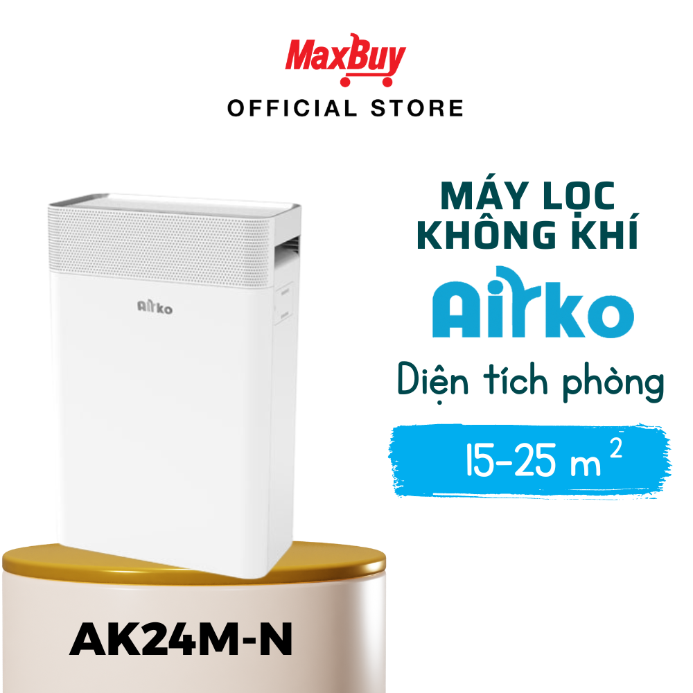Máy lọc không khí airko diện tích phòng 15-25m² với hệ thống 4 màng lọc bảo hành 24 tháng ak24m-n