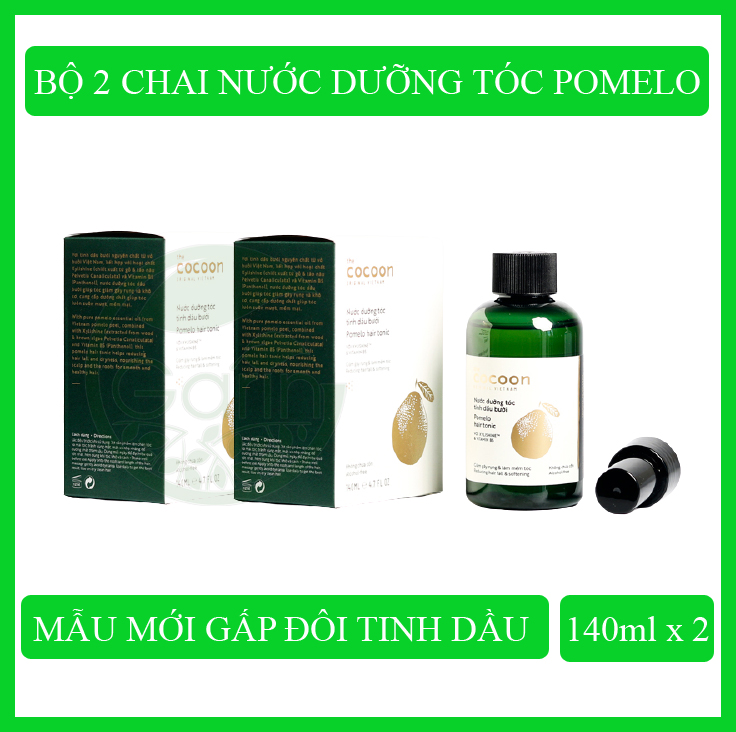 [HẾT RỤNG TÓC] Bộ 2 chai Nước dưỡng tóc tinh dầu bưởi Pomelo Cocoon (140ml x 2) cho mái tóc dày & dài hơn gấp 2 đến 3 lần