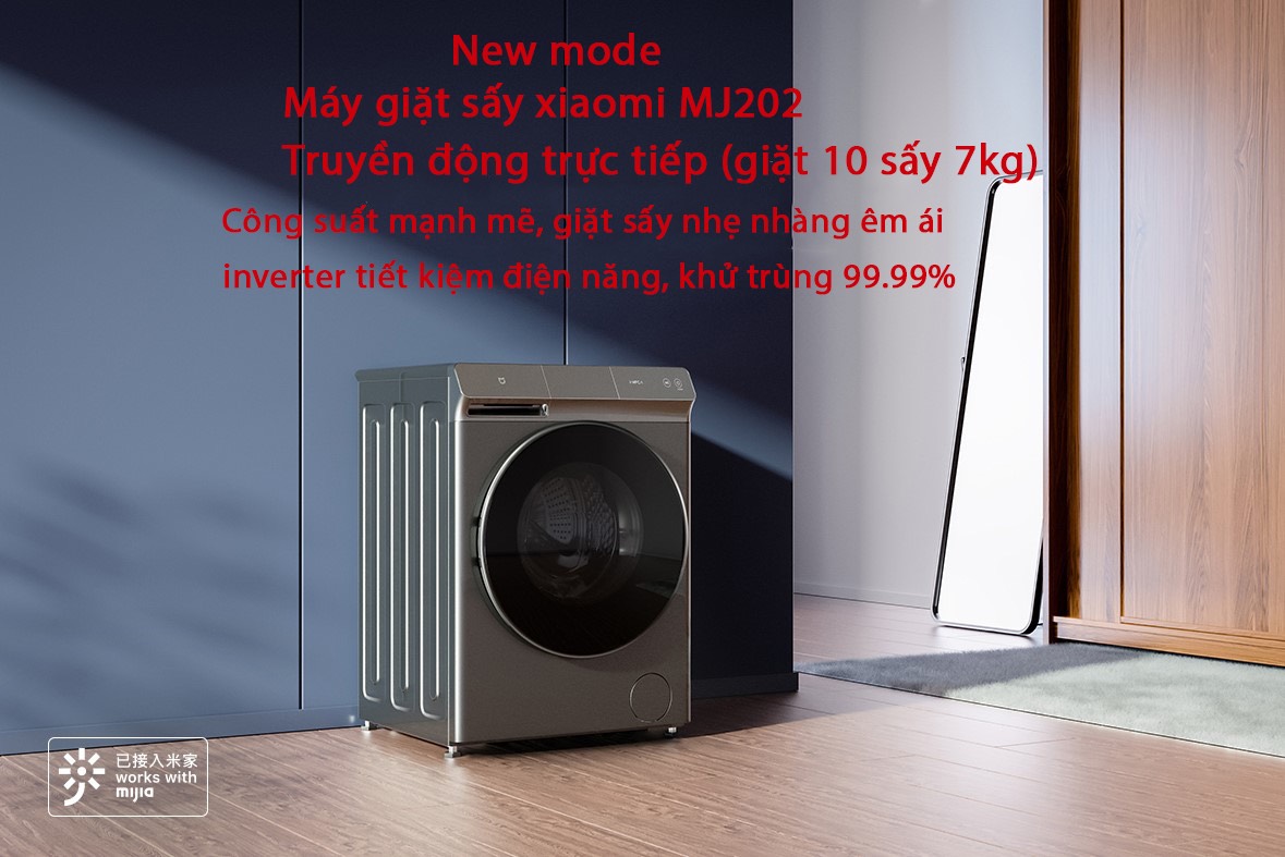 Máy giặt thông minh lồng ngang Xiaomi Mijia 10kg, có chế độ sấy khô/Xiaomi Mijia MJ202 New Model 202