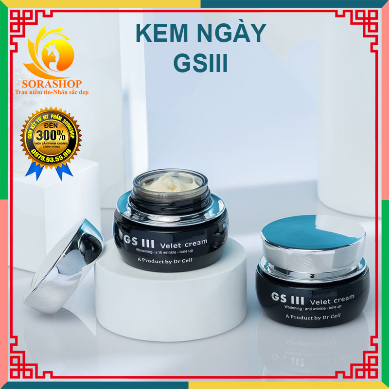 Kem dưỡng trắng da mặt GS3 Dr Cell, kem dưỡng ẩm trắng da, nâng cao hiệu quả chống nắng, tái tạo da, giúp da căng bong, ức chế melamin