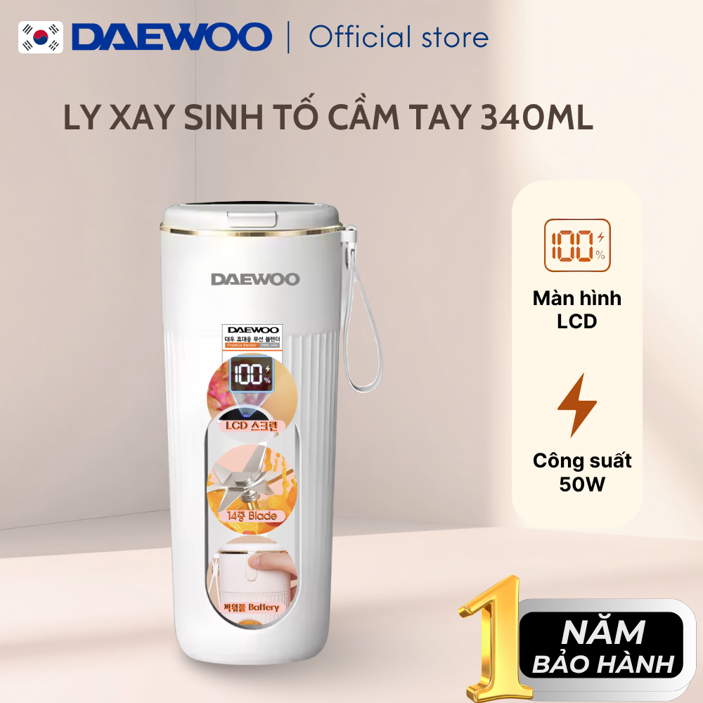  Ly Xay Cầm Tay DAEWOO DWBL-3424  340ml  Ly Xay Sinh Tố Trái Cây Mini tiện lợi mạnh mẽ 