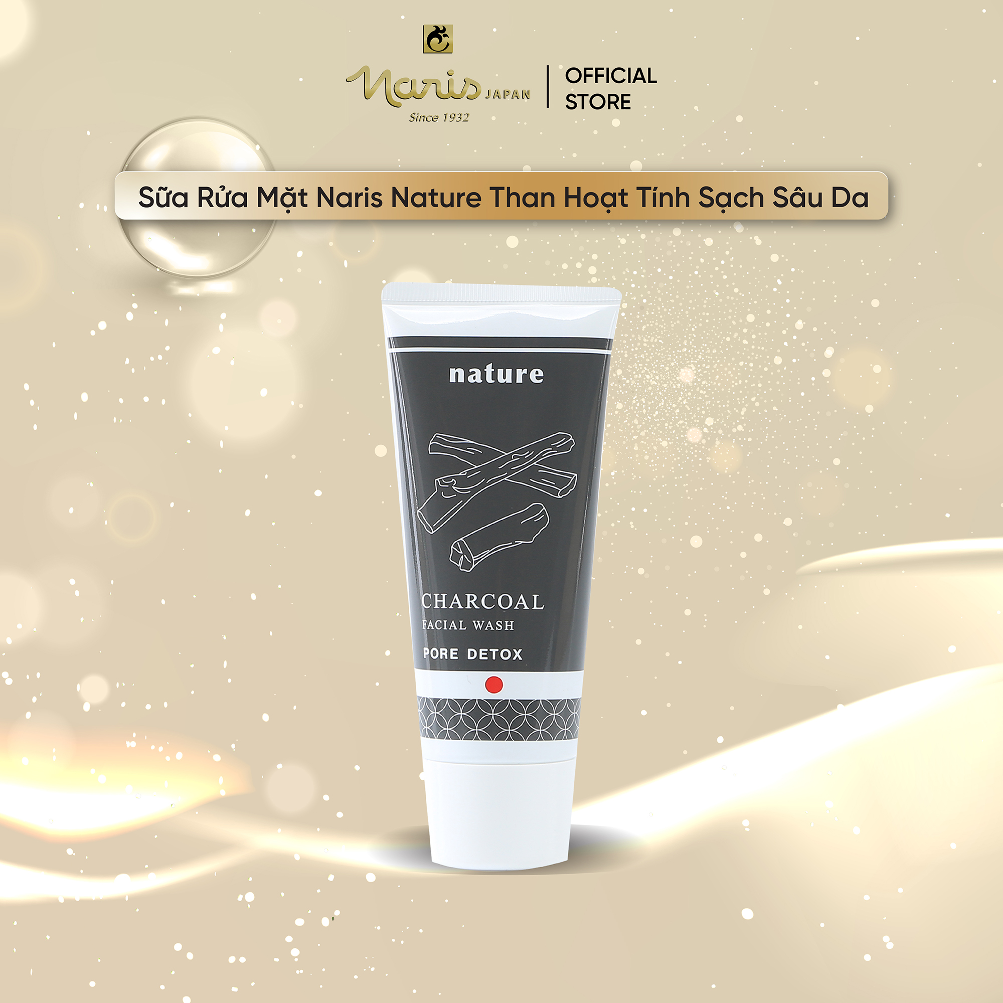 Sữa Rửa Mặt se khít lỗ chân lông Naris Nature Charcoal 100g