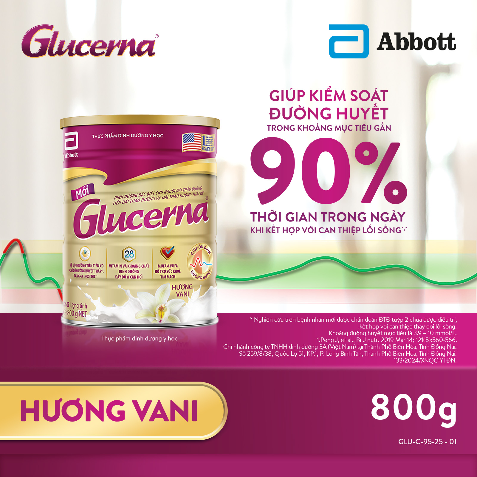 Sữa bột Glucerna hương vani 800g