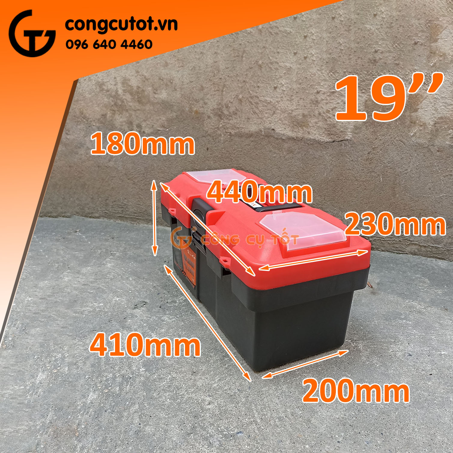 Hộp đựng đồ nghề, thùng đựng đồ nghề nhựa cam 14 inch, 17 inch, 19 inch