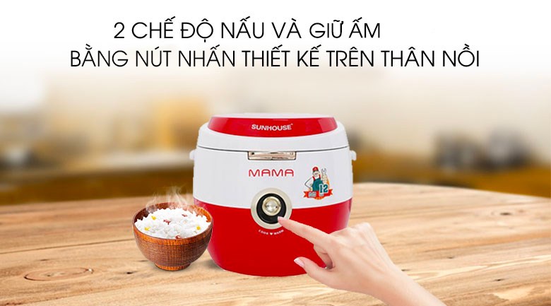 Nồi cơm điện sunhouse mama 1.8 lít shd8661-số người ăn 4-6 người công suất:700w lòng nồi dày:2.8mm