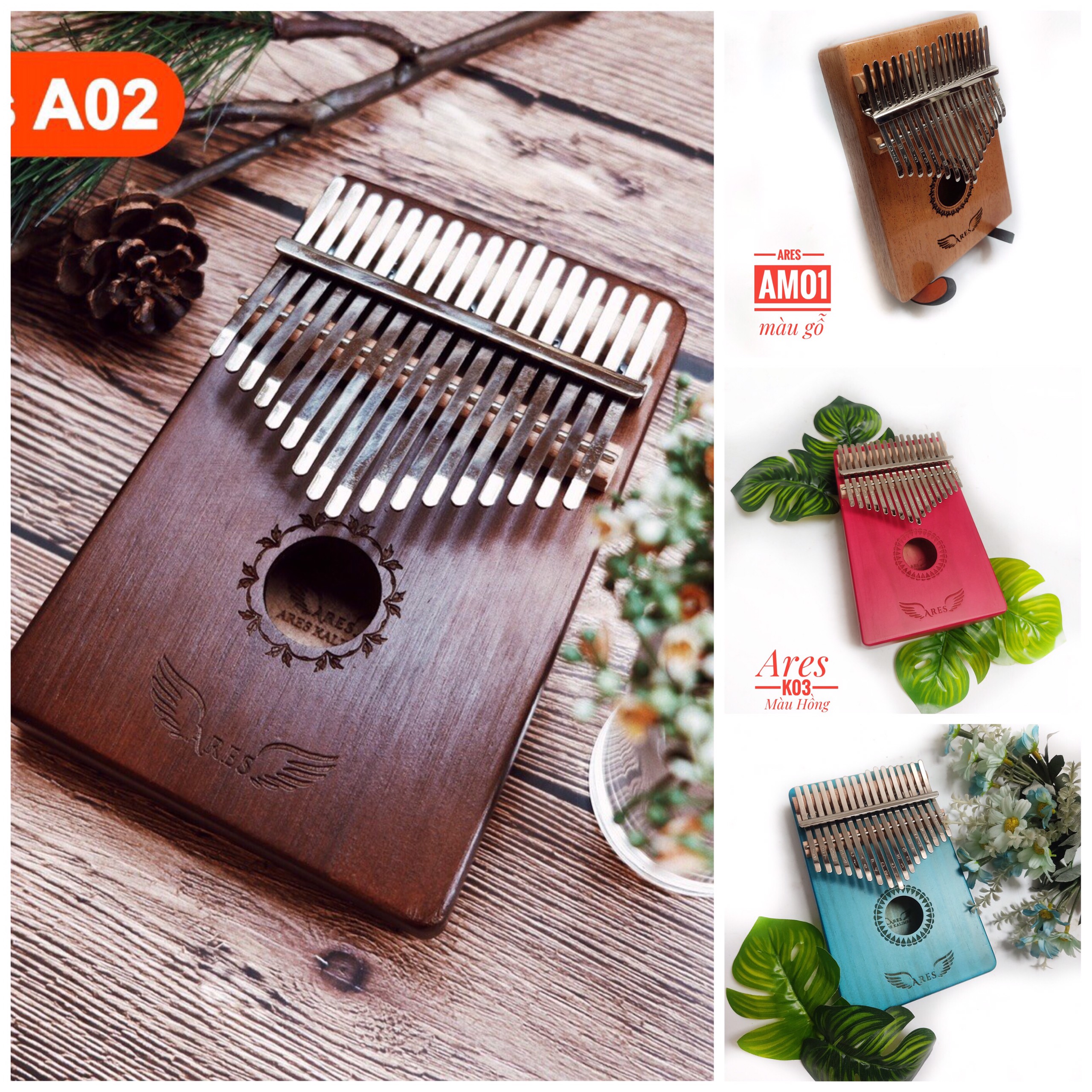 Đàn Kalimba 17 phím Ares đủ màu sắc (KÈM TÚI CHỐNG SỐC K03)