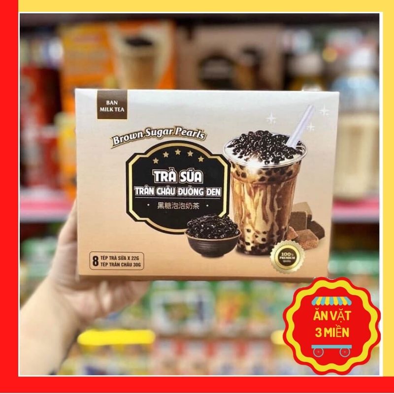 Trà sữa trân châu royal tea tự pha vị chân trâu đường đen/ vị ô long nướng/ vị socola . hộp 8 set
