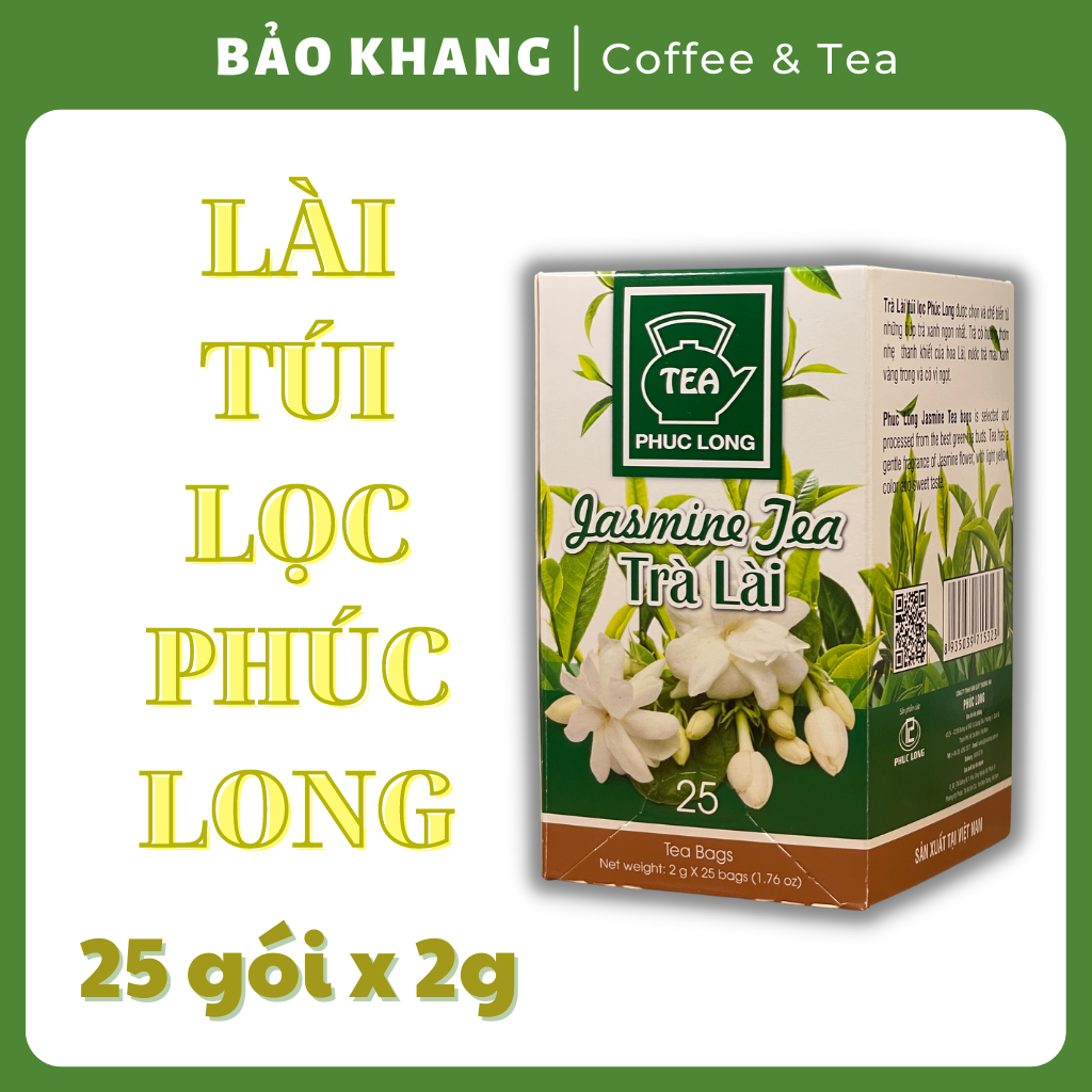 Trà lài túi lọc phúc long 25 gói x 2g - bảo khang coffee & tea