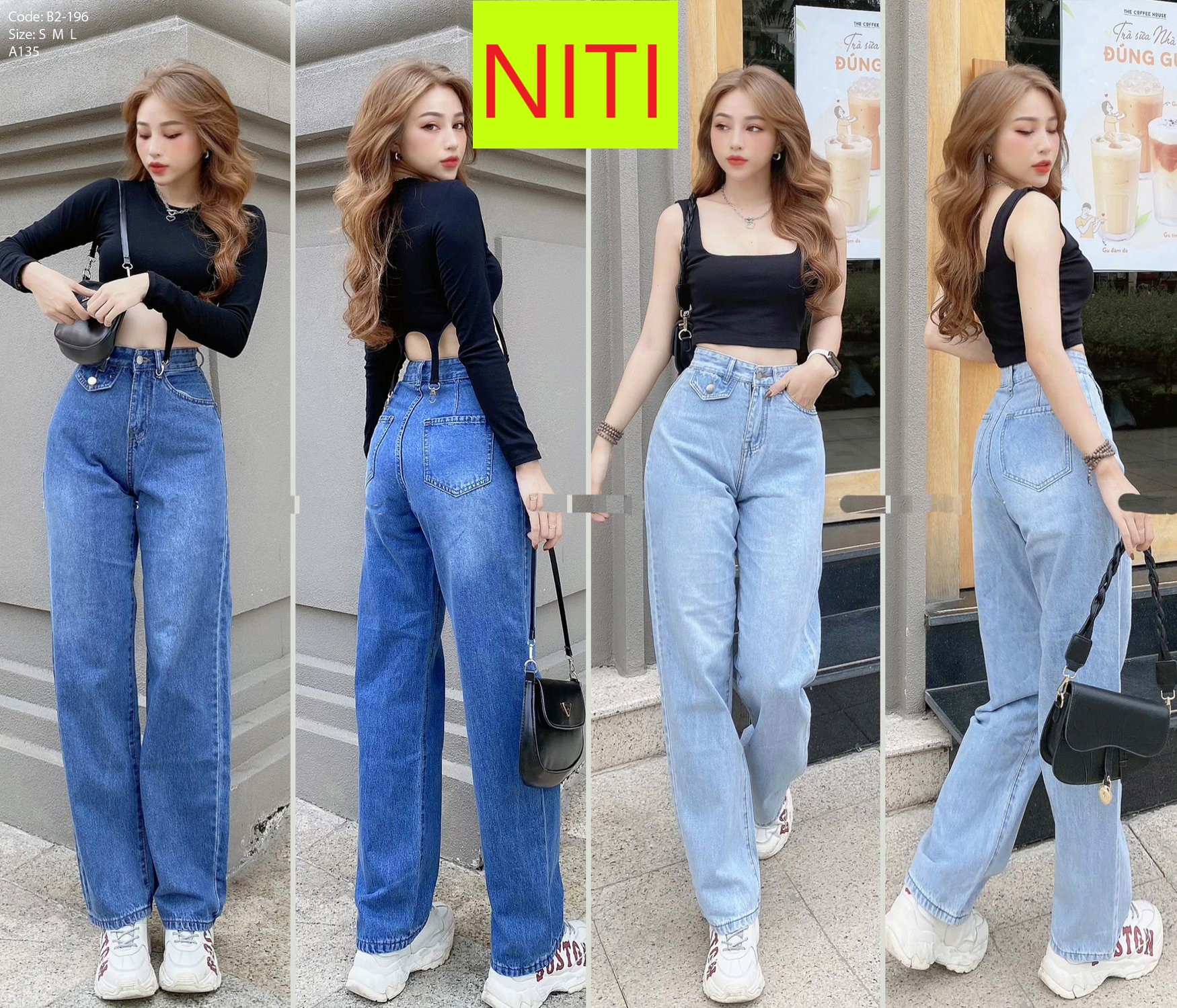 [HCM]QUẦN JEAN ỐNG RỘNG NỮ TÚI NẮP 1 BÊN ĐỦ MÀU XANH NHẠT XANH ĐẬM CAO CẤP NITI FORM DÀI RỘNG HOT