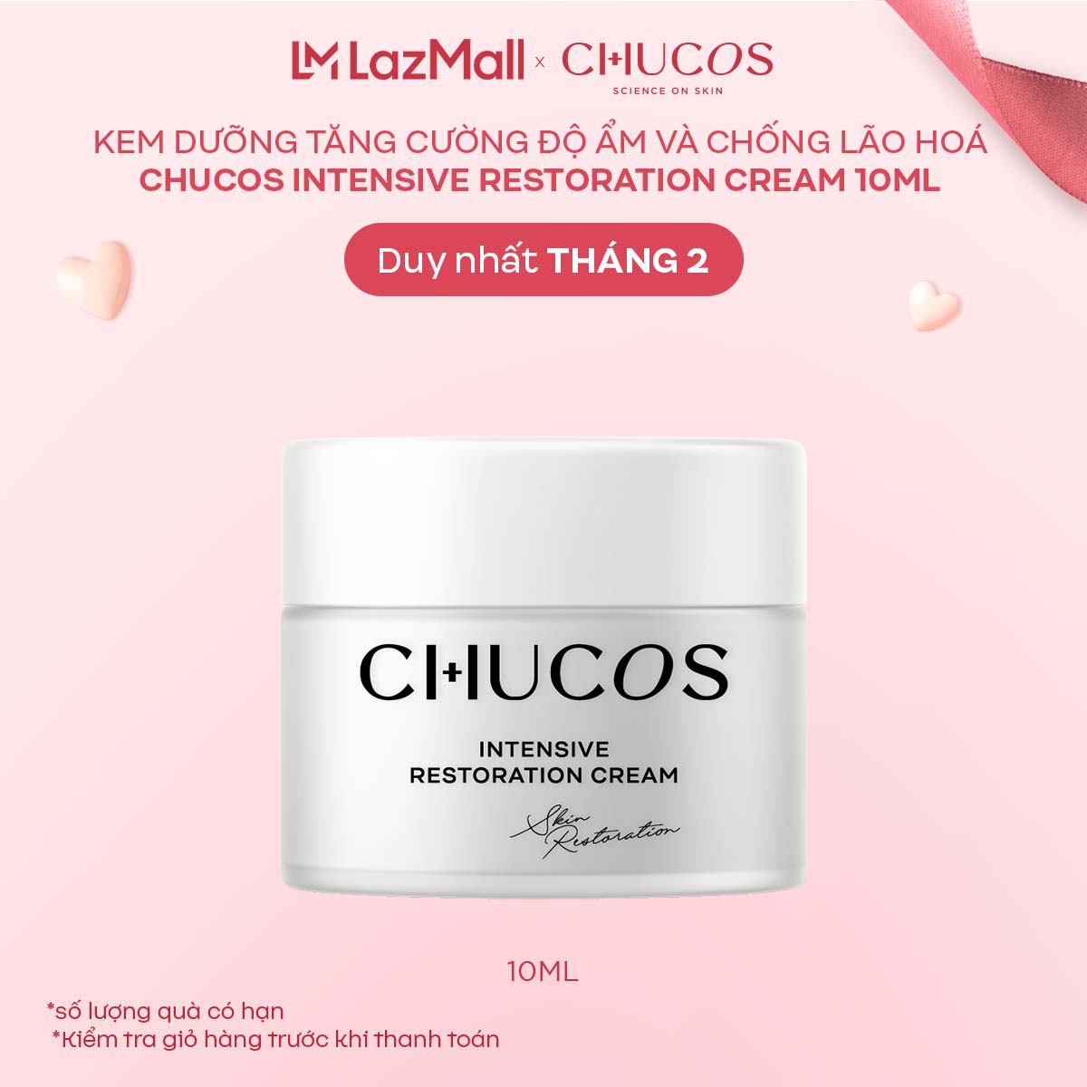 [Quà tặng] Kem Dưỡng Tăng Cường Độ Ẩm Và Chống Lão Hoá Chucos Intensive Restoration Cream 10ml