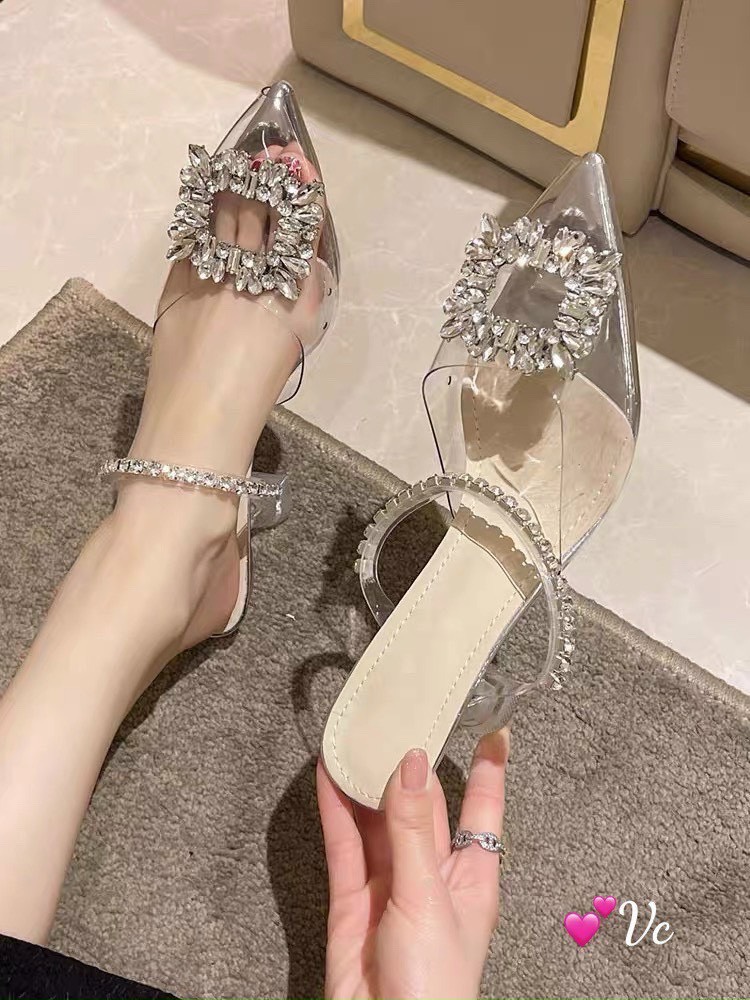 GIÀY CAO GÓT, SỤC CAO GÓT TRONG ĐÁ VUÔNG TRẮNG SIÊU ĐẸP, CÓ QUAI ĐÁ-G975