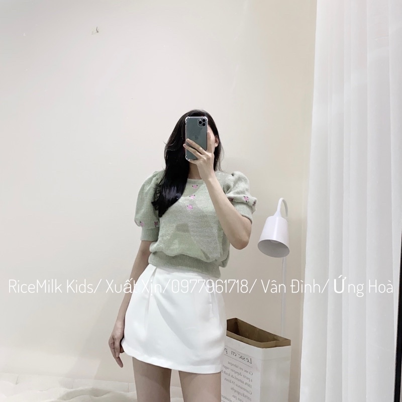 Áo len nhung lông thỏ Zara màu xanh xuất dư xịn