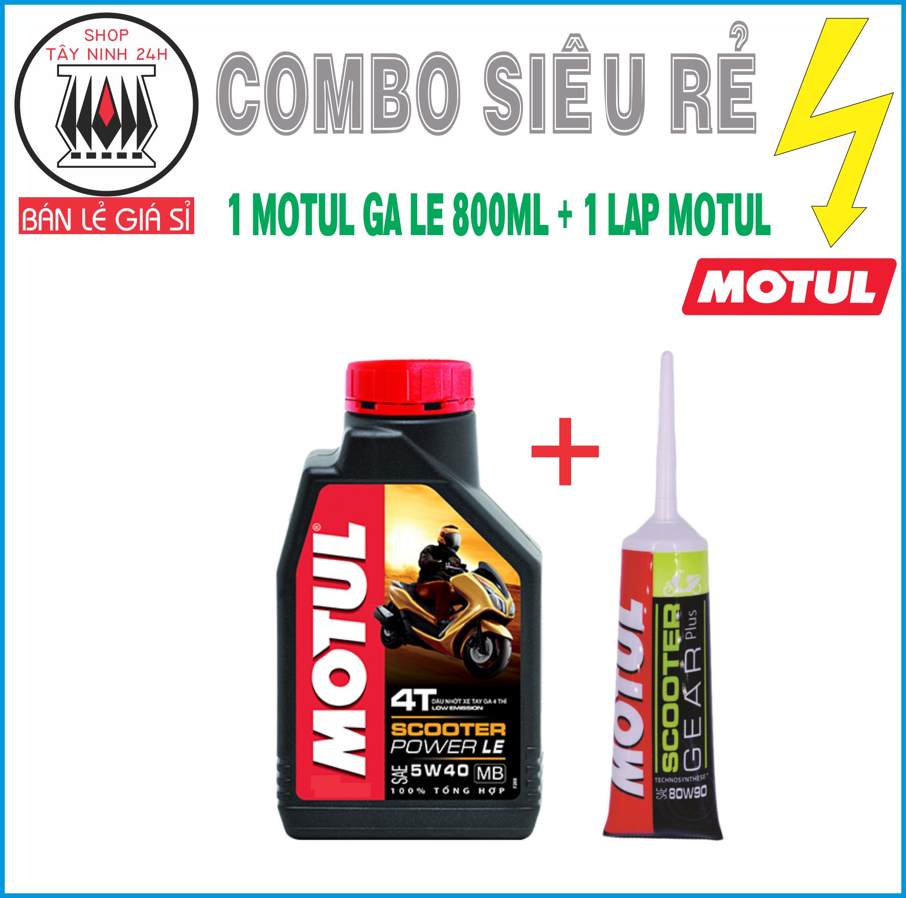 COMBO 1 MOTUL POWER LE 800ML + 1 Nhớt LAP MOTUL 120ml
