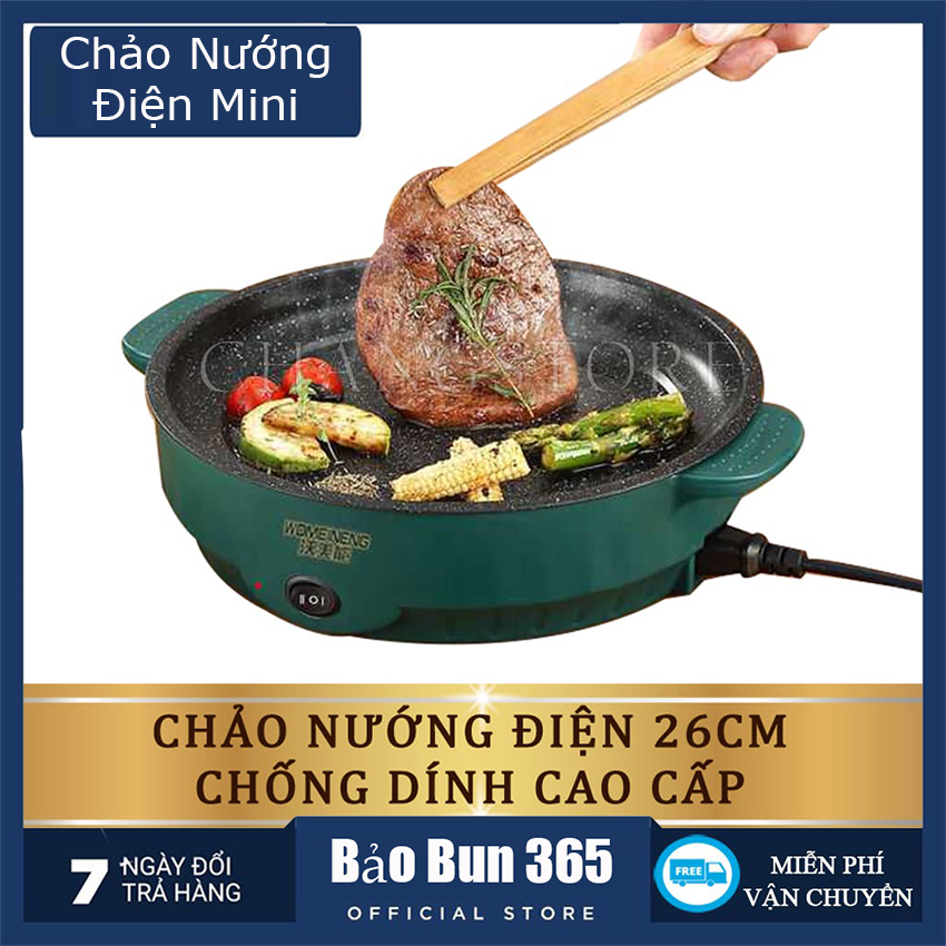 Bếp Nướng Bằng Điện Kiểu Hàn Quốc, Chảo Nướng Thịt, Chiên Rán Chống Đa Năng Kích Thước 22cm