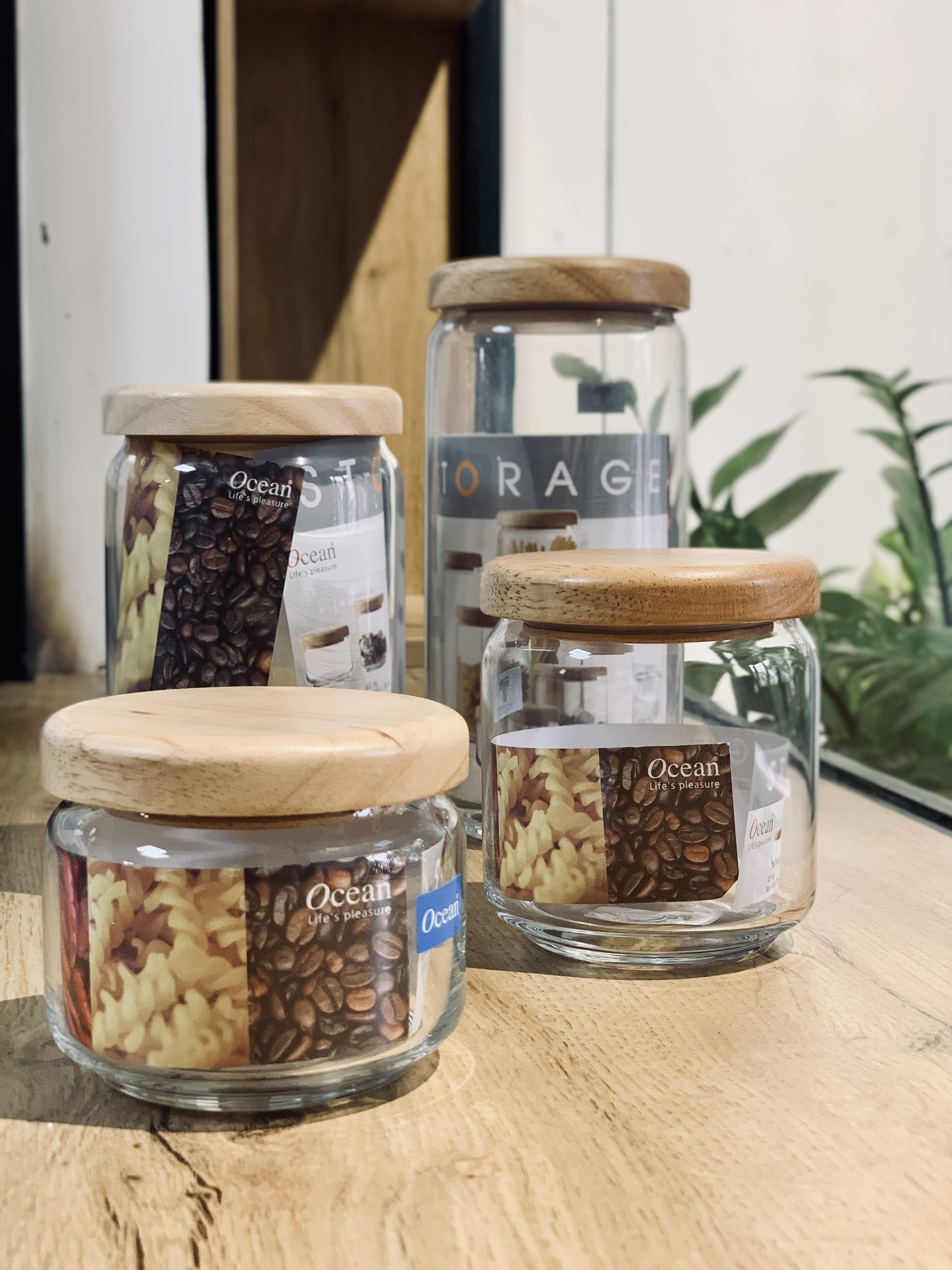 Hũ thủy tinh nắp gỗ ocean 325ml / 500ml / 750ml / 1000ml