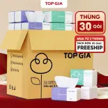 Giấy ăn rút thùng 30 gói, Khăn giấy cao cấp Top Gia 4 lớp dày dặn an toàn cho mọi làn da