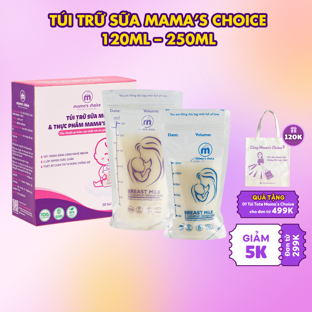 Túi Trữ Sữa Mama s Choice Dung Tích 120ml-250ml, Bảo Quản Sữa Mẹ An Toàn