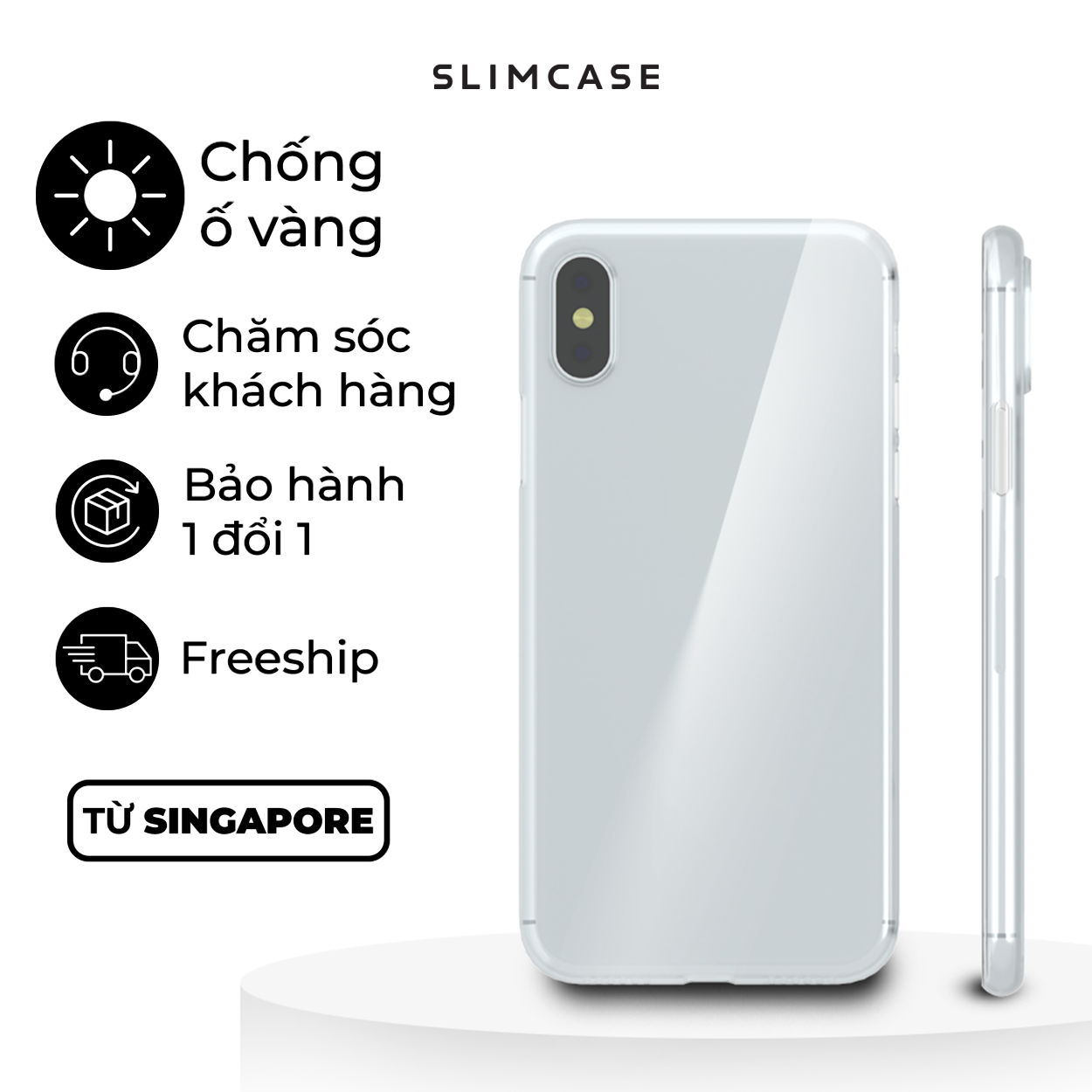Ốp lưng Slimcase Cao cấp, Siêu mỏng dành cho iPhone X Series - Nhựa Armour Plastic không ố vàng - Hàng chính hãng
