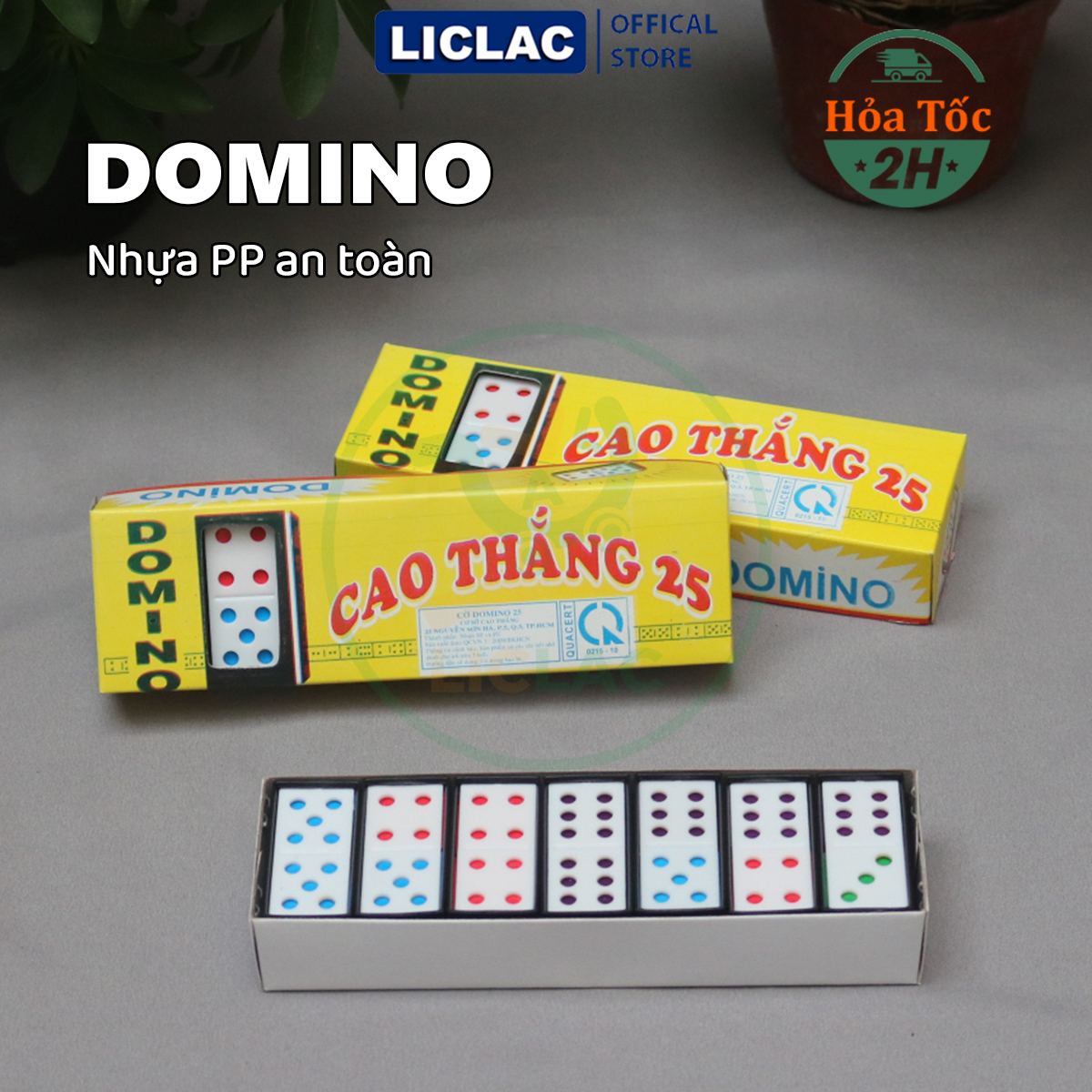 Bộ cờ Domino Cao Thắng 25 làm bằng chất liệu nhựa gồm 28 quân cờ, Đồ chơi giải trí Boardgame Việt Nam - LICLAC
