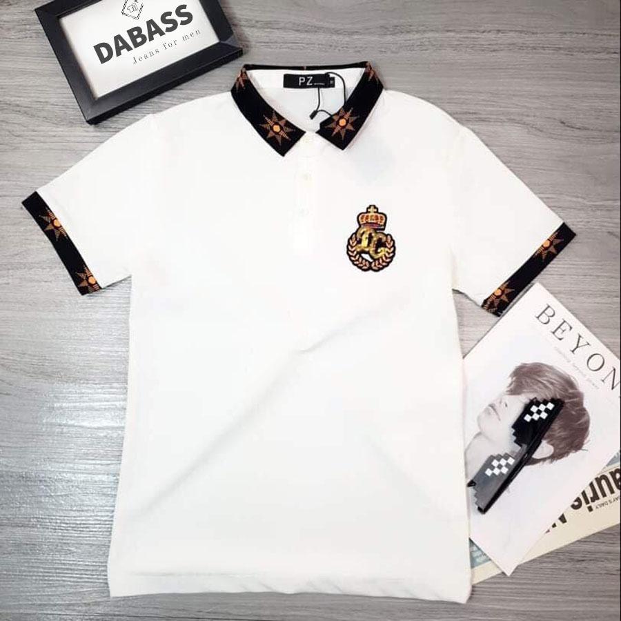 [HCM]Áo Thun Nam Cổ Trụ Áp Polo Thêu Họa Tiết Chữ Đơn Giản Dễ Phối Đồ Chất Vải Cotton Co Dãn Không Phai Xù Hàng Y Hình