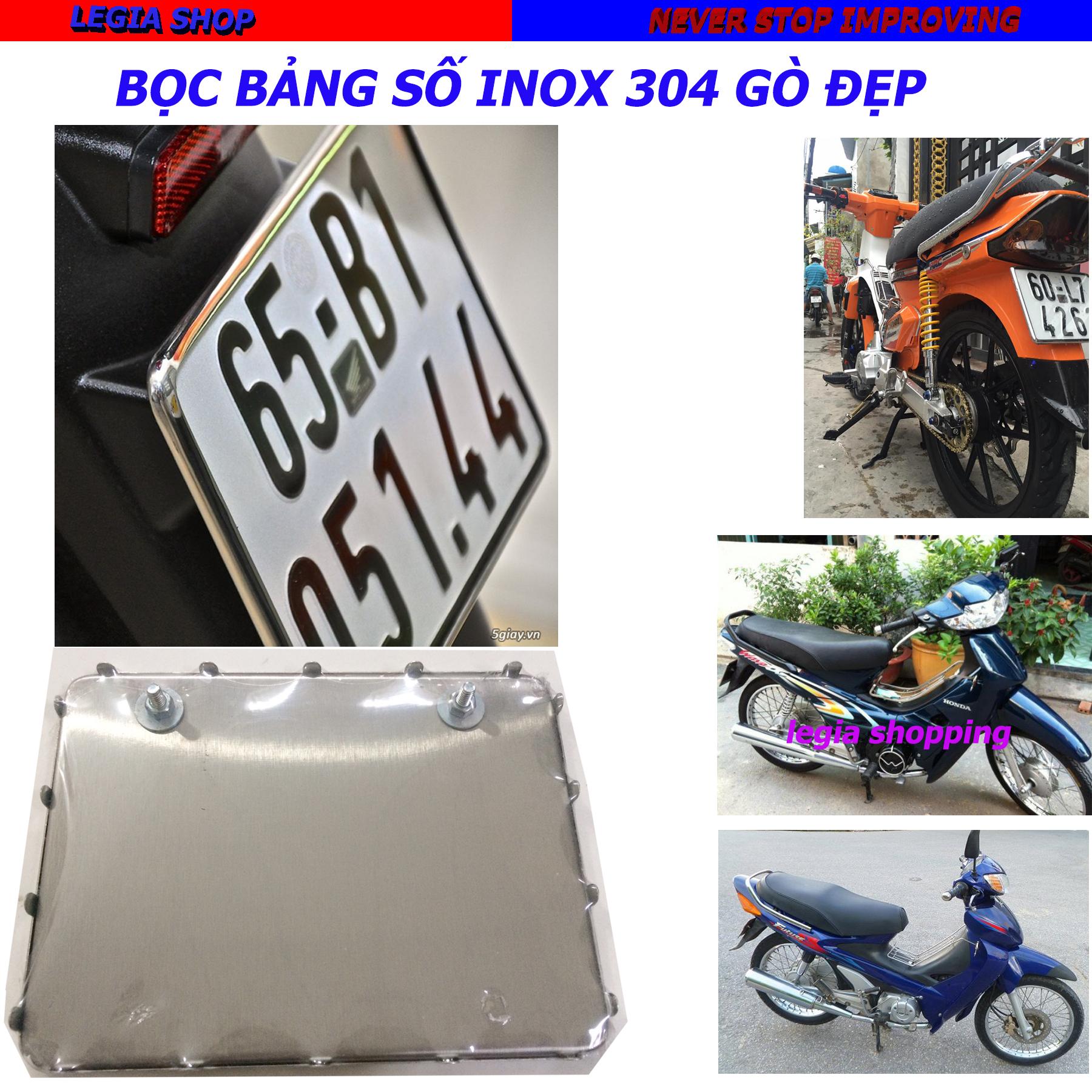 BỌC BẢNG SỐ - KẸP BẢNG SỐ INOX CAO CẤP VT0 GẮN XE HONDA DREAM / WAVE / FUTUTRE 1 / CUB / ELEGANT