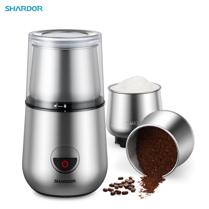 Máy xay hạt cà phê và các loại hạt kiêm tạo bọt sữa đa năng 2 trong 1 nhãn hiệu shardor sp-7433 - hàng nhập khẩu