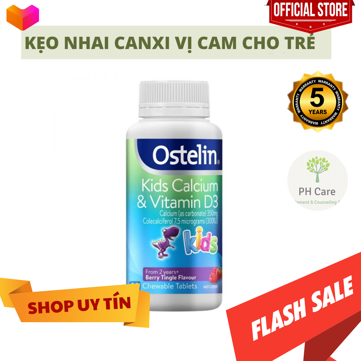 Viên nhai Ostelin Kids Calcium & Vitamin D3 cho bé 90 viên