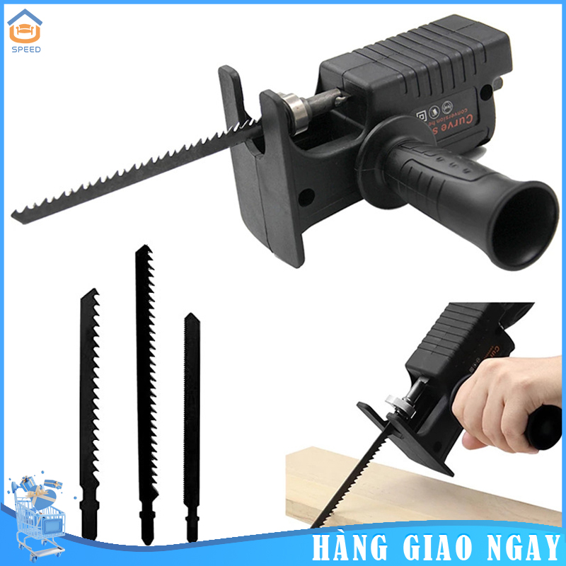 [Bán Chạy ]Bộ Chuyển Đổi Máy Khoan Thành Máy Cưa Điện Cầm Tay Kèm 3 Lưỡi Cưa Gỗ Kim Loại Nhựa ( Lắp Được Khoan Pin Và Khoan Điện)