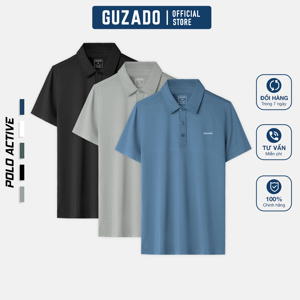 Áo Polo Nam Guzado vải thun lạnh co giãn mát mẻ thiết kế đơn giản lịch sự dễ mix đồ GPL01