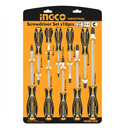 Bộ 10 tuốc nơ vít dẹp và bake đa năng ingco hksd1028