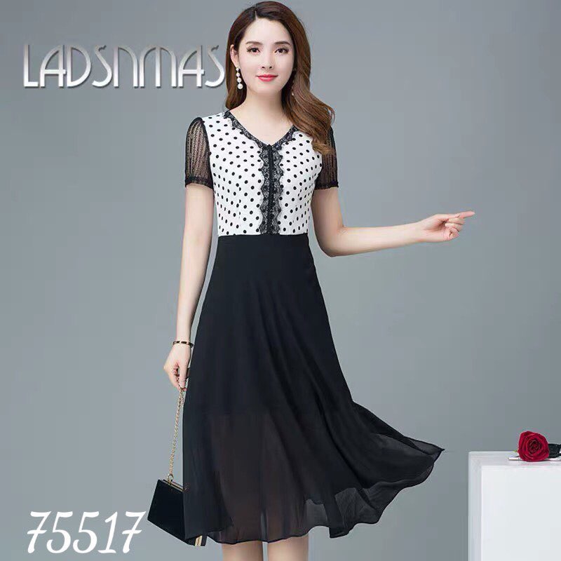 Đầm xòe voan bi phối lưới siêu sang