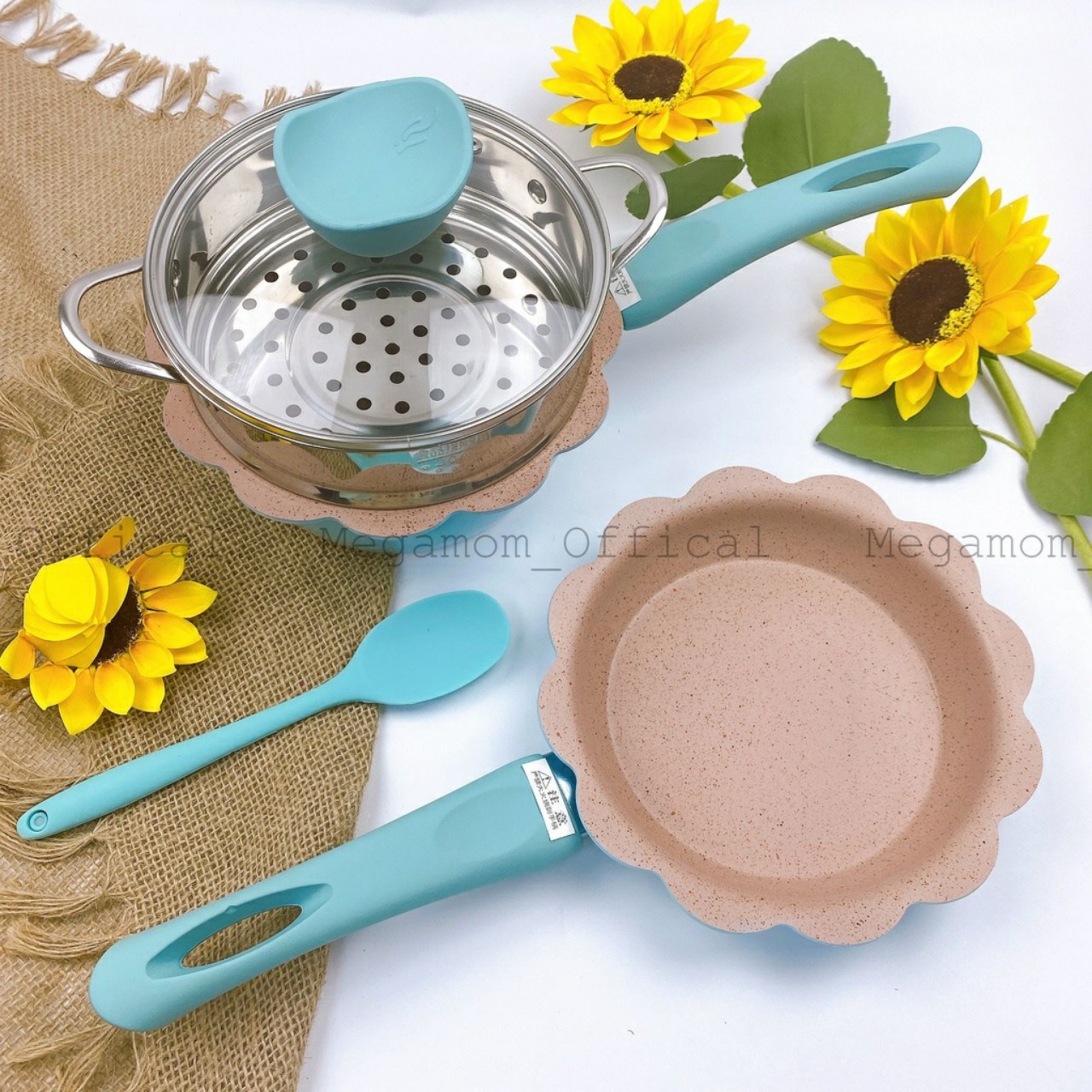 Bộ nồi chảo đá chống dính nấu ăn dặm, kích thước 16cm