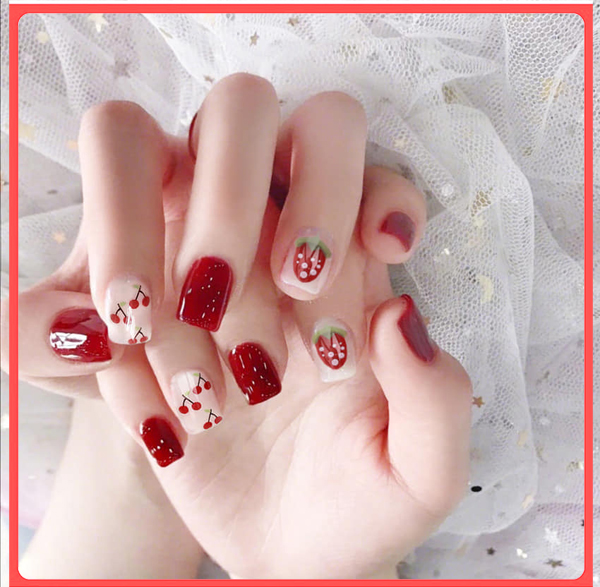 Bộ 24 Móng tay giả , nail giả A6 (kèm keo dán móng tay )