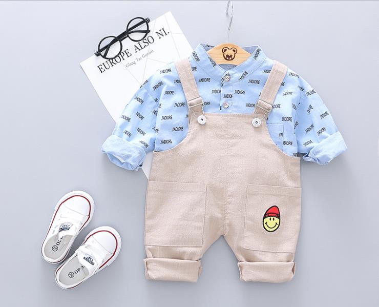 sét sơ mi chữ cổ trụ kèm yếm kaki cao cấp cho bé năng động
