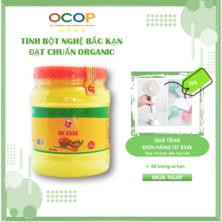 Tinh bột nghệ nếp đỏ, TBN cao cấp Bắc Kạn 500g, nguyên chất 100%, đạt chuẩn Organic