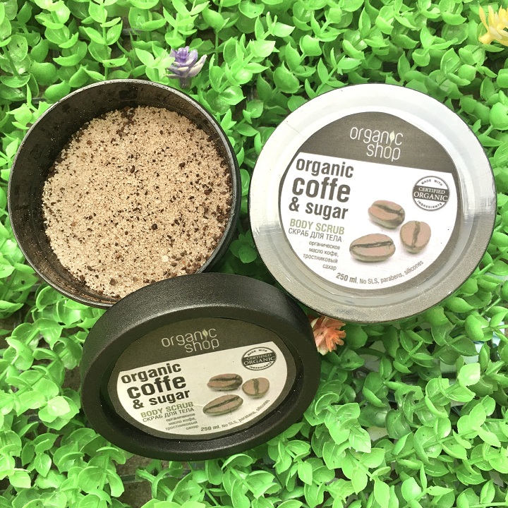 Lọ 250g muối tẩy tế bào chết toàn thân organic hương coffe