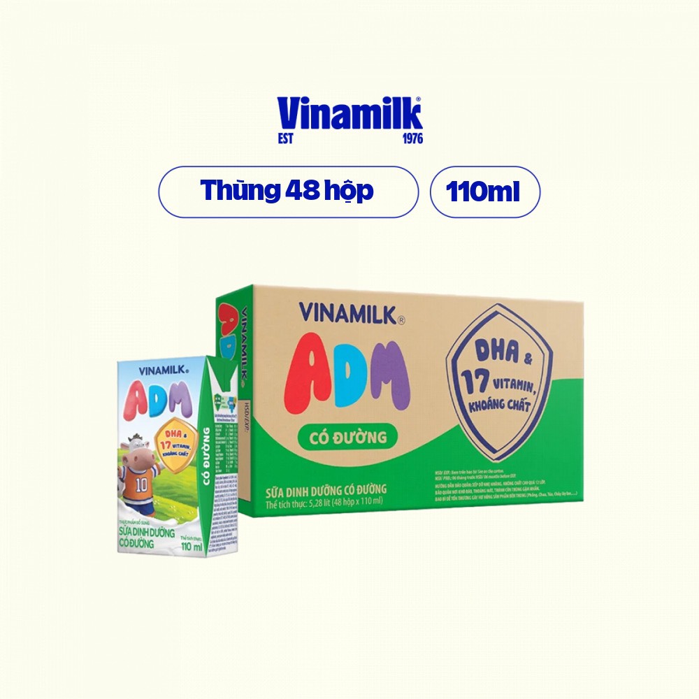 Thùng 48 hộp sữa tiệt trùng adm gold vinamilk có đường 110ml - hsd 15/10/2023
