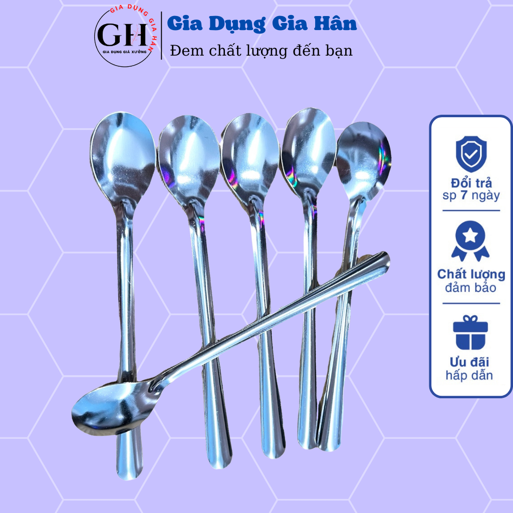 Muỗng Inox tròn dài chất liệu bằng Inox 304 dày
